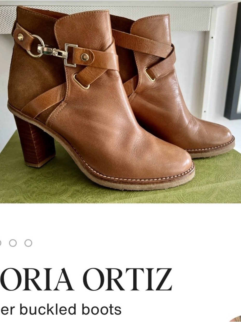 Gloria Ortiz Tan Leather Buckle Ankle Boots Size 39 US 8